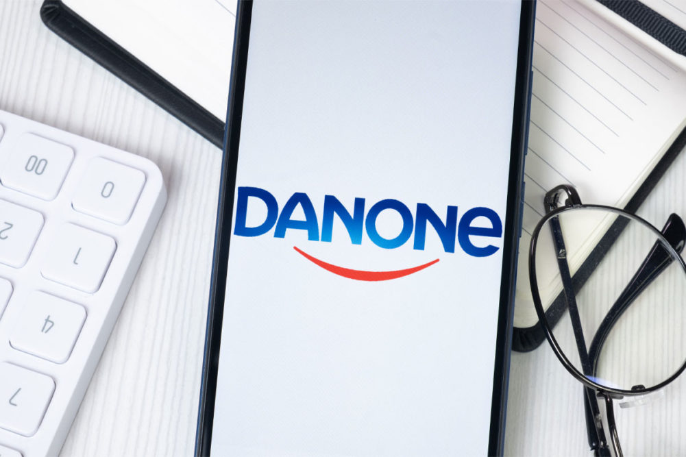 Danone Logo on cellphone. 