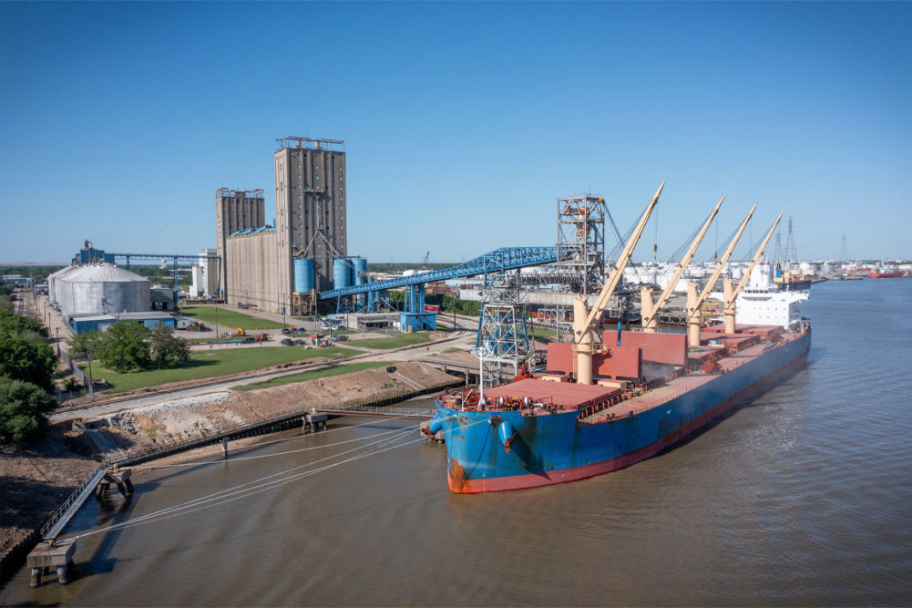 Ship arrives at Port Houston, Texas. 