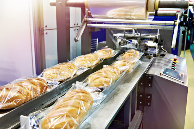 Bread packaging line. 