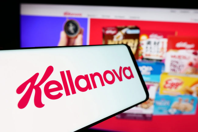 Kellanova logo on cellphone. 