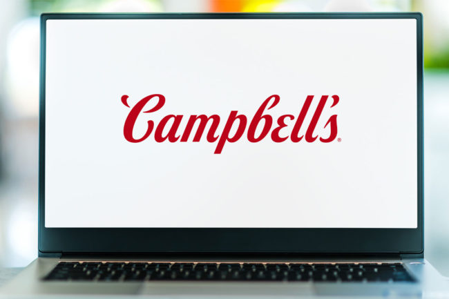 Campbell's Logo on laptop.