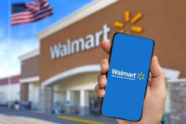 Walmart logo on cellphone.