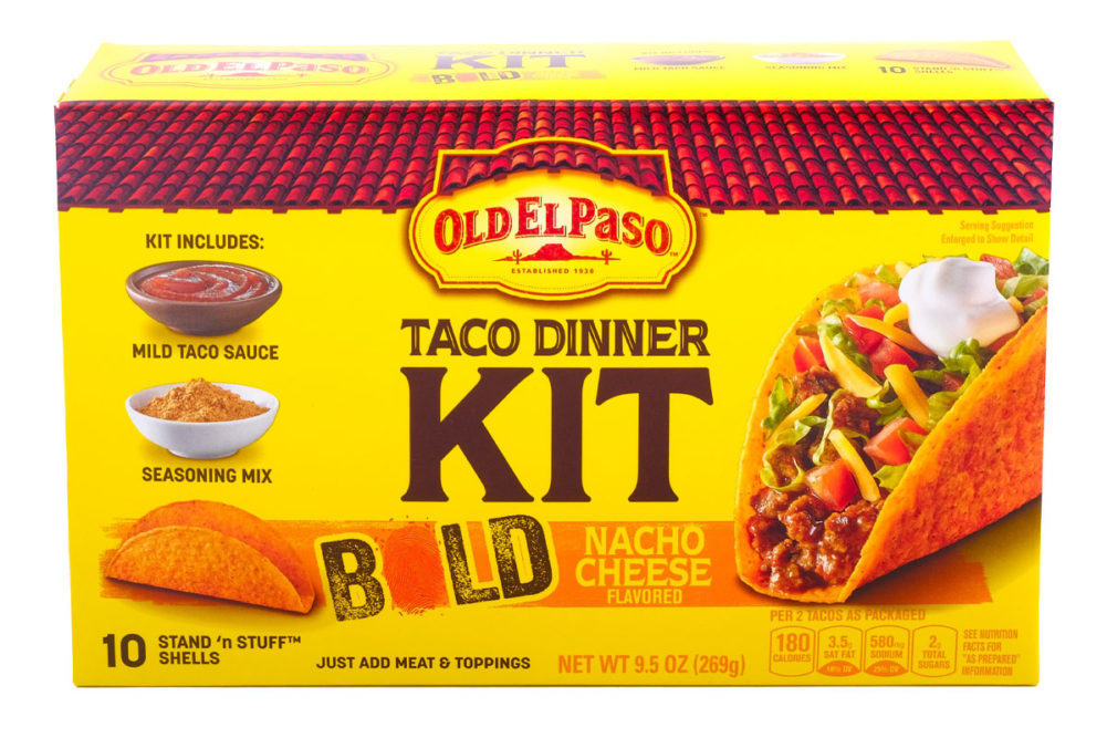 Old El Paso taco dinner kit. 