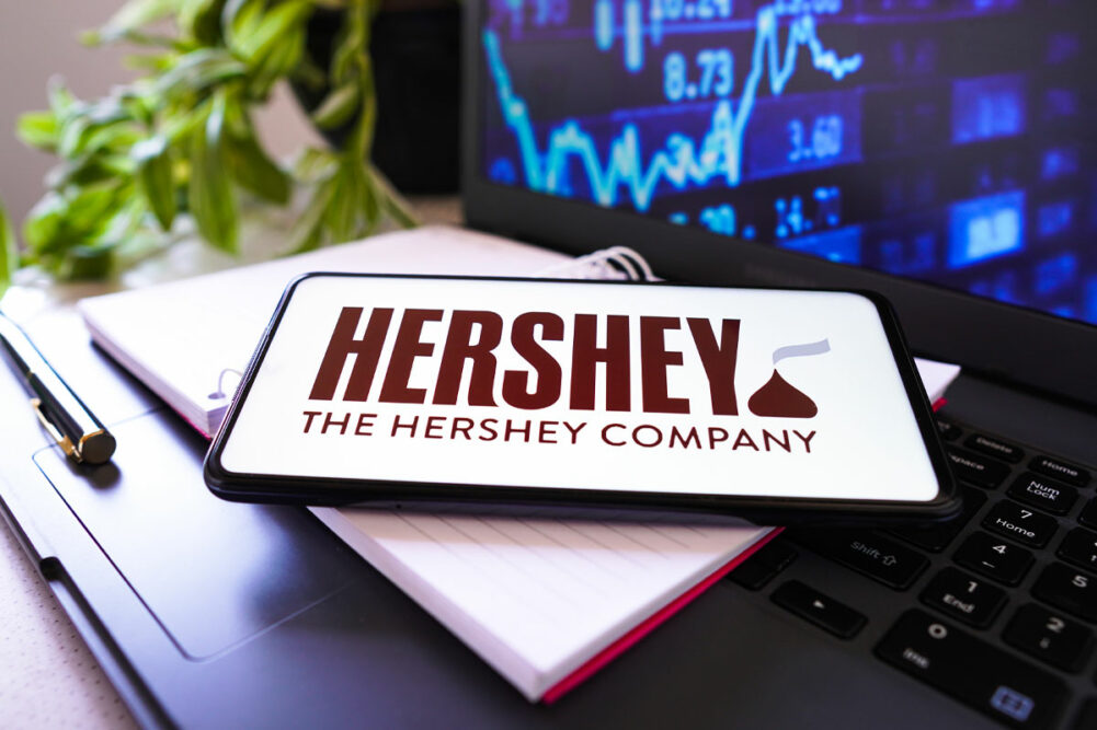 The Hershey Company logo on cellphone. 