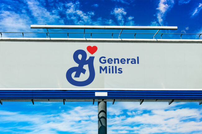 General Mills logo displayed on billboard. 