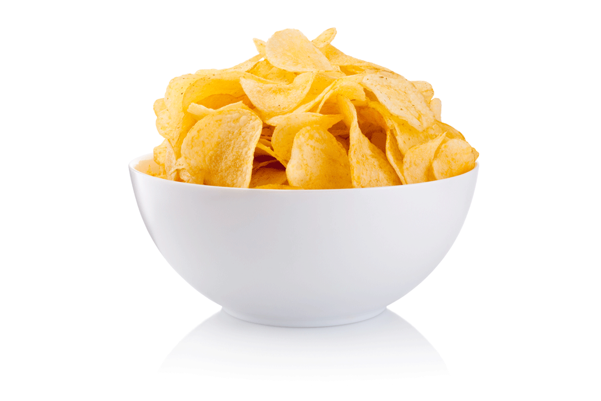 Bowl of potato chips.