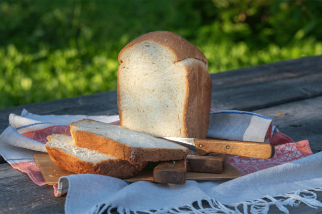 Slice of white bread. 