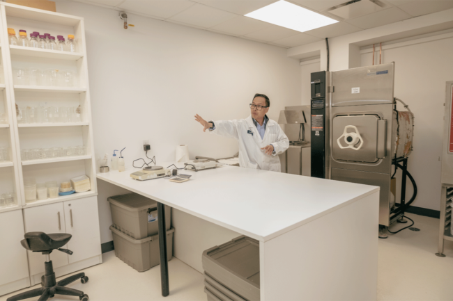 Arvin Lara, senior scientist at Gum Products International, stands in the company’s new innovation center in Newmarket, Ont.