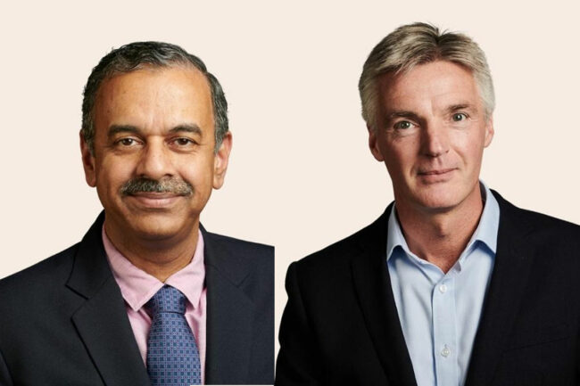 Sridhar Ramamurthy (left) and Tim Brett of Pladis. 