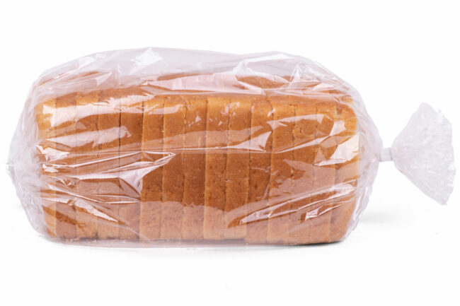 Loaf of packaged bread. 